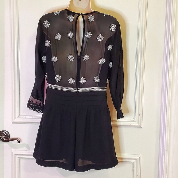 ASOS Collection Black and White Embroidered Romper, Size 6 - Picture 3 of 16